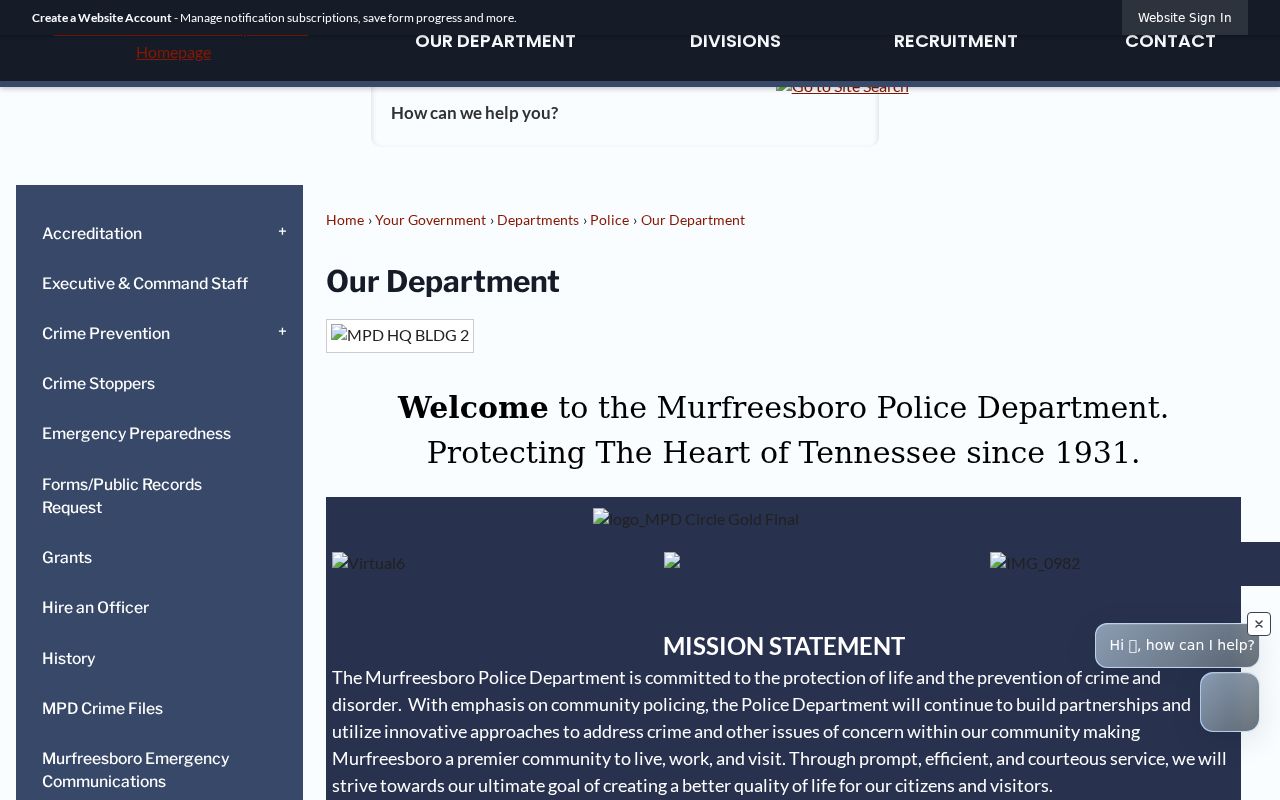 Murfreesboro municipal warrant records reference to the Police Department headquarters