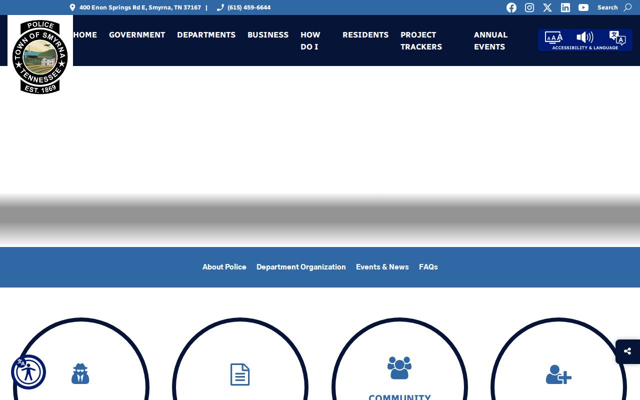 Smyrna Justice Center and Police Department public contact information