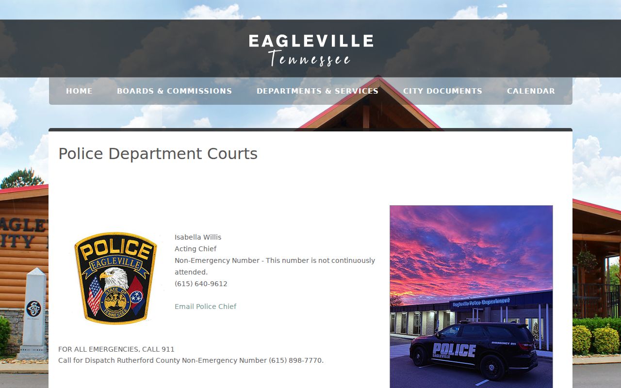 Eagleville City Hall police and traffic court contact point