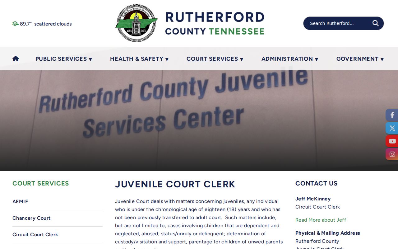 Rutherford County bench warrant records reference to the restricted Juvenile Court clerk route